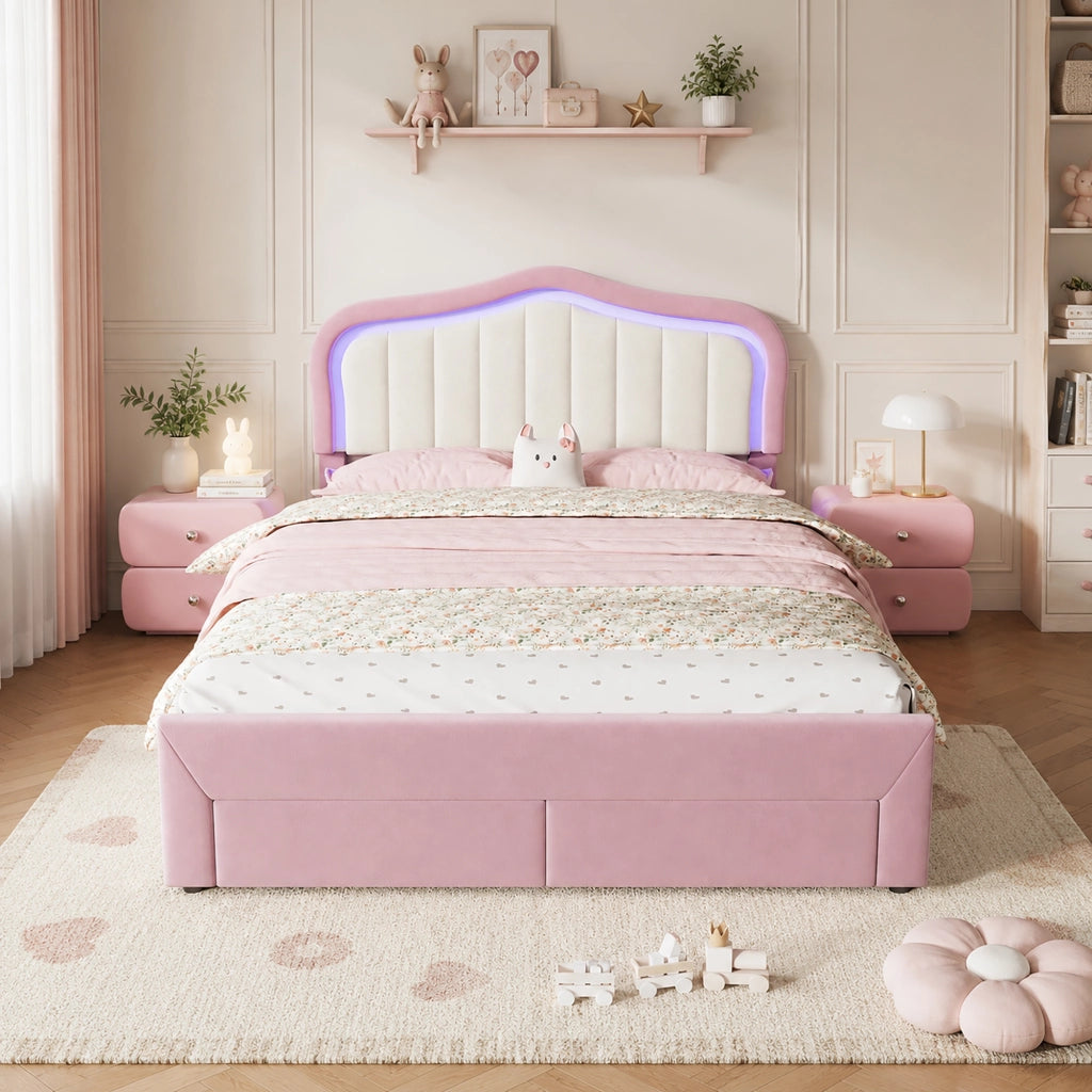 letto imbottito velluto rosa 140 x 200 cm