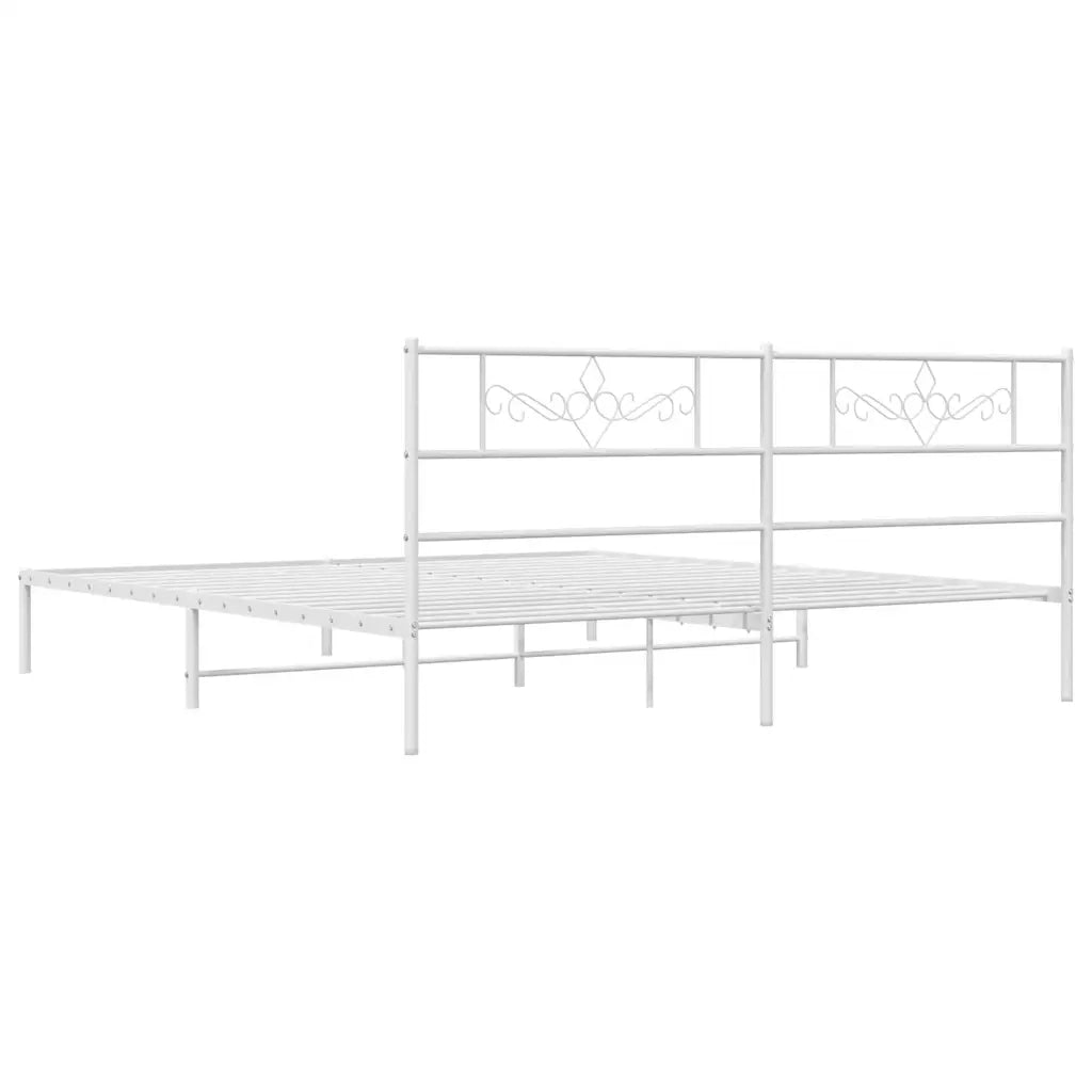 Giroletto con Testiera-Struttura Letto con testiera Metallo Bianco 183x213 cm 679570