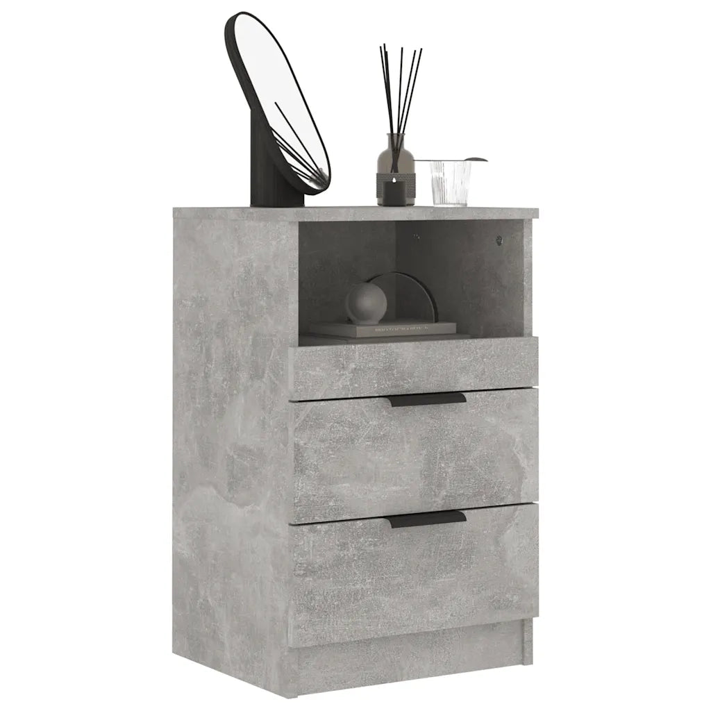 Comodini 2 pz-Set di 2 Tavolino da notte Grigio Cemento in Legno Multistrato 311563