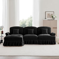 Divano modulare 3 posti - Xylo - Forma L, chenille, mid-century, nero