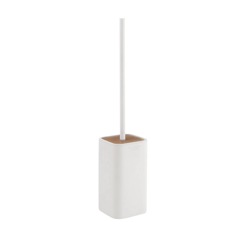 Scopino WC con ciuffo in setole d'appoggio in resina e bambù 1333 Gedy serie NINFEA Bianco Matt