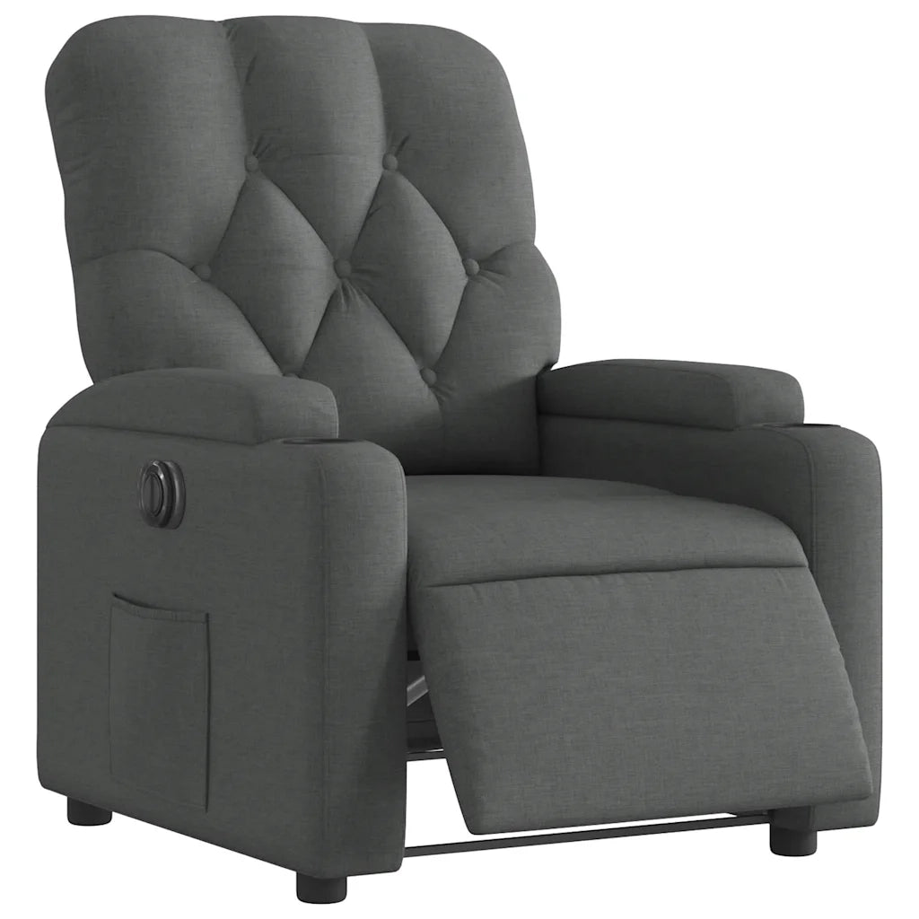 Poltrona | Sedia Relax Elettrica Reclinabile Grigio Scuro in Tessuto