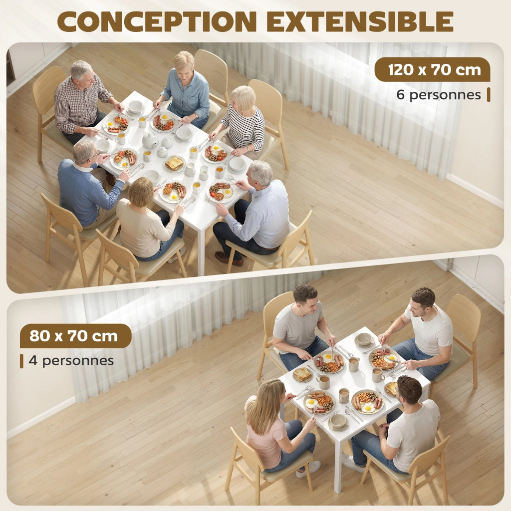 Tavolo da pranzo allungabile ¨C zephmum ¨C Bianco, per 4-6 persone, 80-120 cm