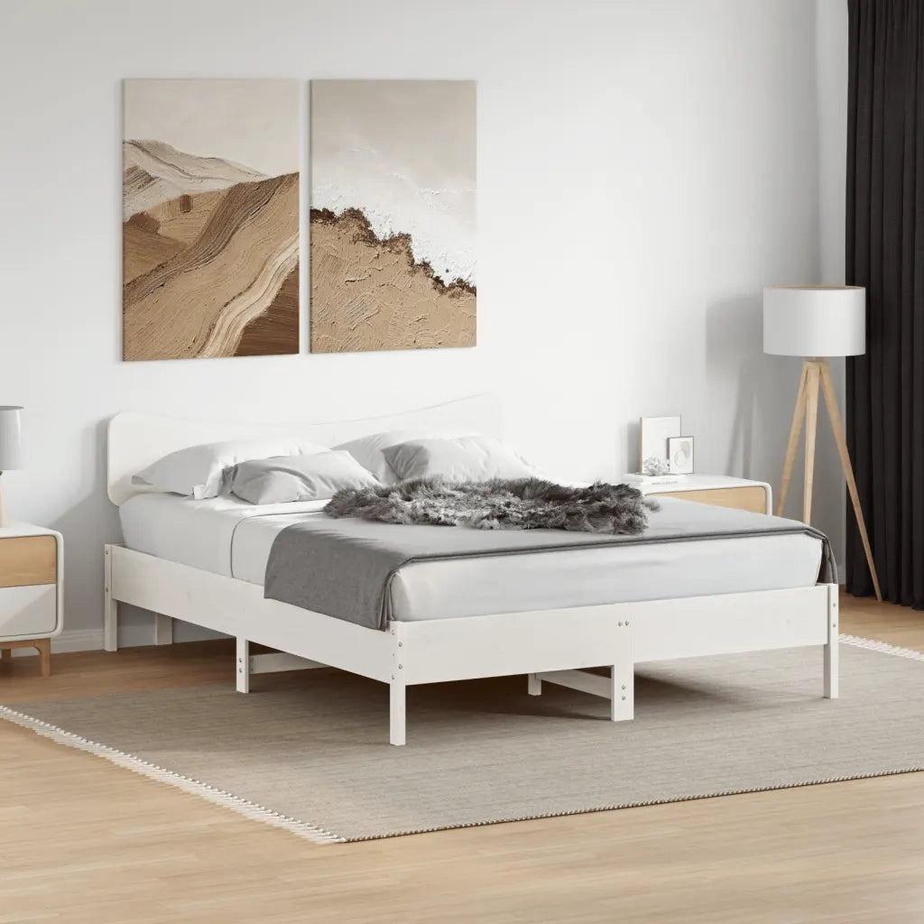 Testiera-Testata-Testiera Decorativa Bianca 150 cm in Legno Massello di Pino