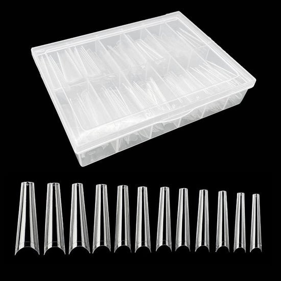 Nageltips XXL Transparanti - 240 Stuks - Copertura a Metà - Falsi Nageltips - Estensioni Acrilico/Gel - ABS - Lunghezza Extra - Kunstnagels