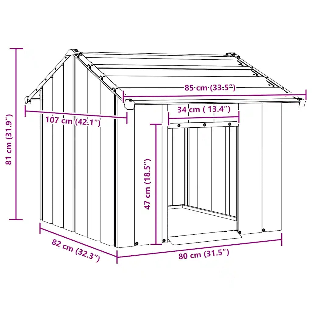 Casetta per Cani con Tetto 85x107x81 cm Acciaio Zincato 4100914