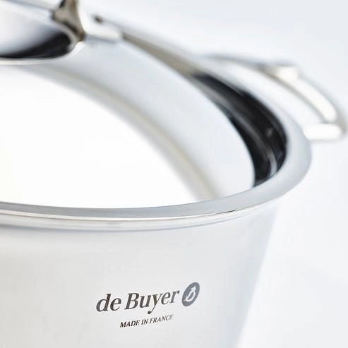 De Buyer 3742.28 Affinity Pentola Alta Acciaio Inox con Coperchio Vetro 28 cm Induzione 2 Manici Lavabile in Lavastoviglie Resistente al Forno colore Acciaio inox