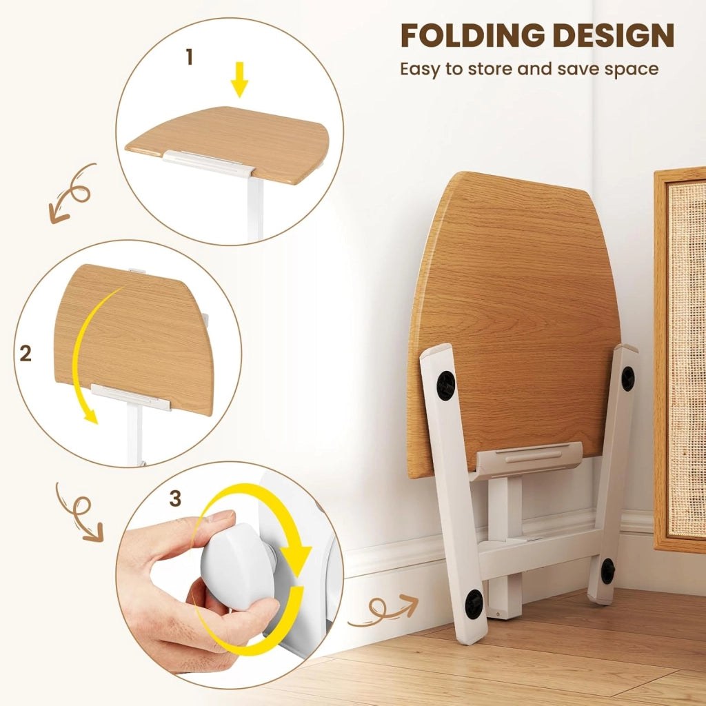 Tavolino regolabile in altezza 74 – 109 cm, tavolino con ruote nascoste, tavolo per computer portatile con piano inclinabile di 90°