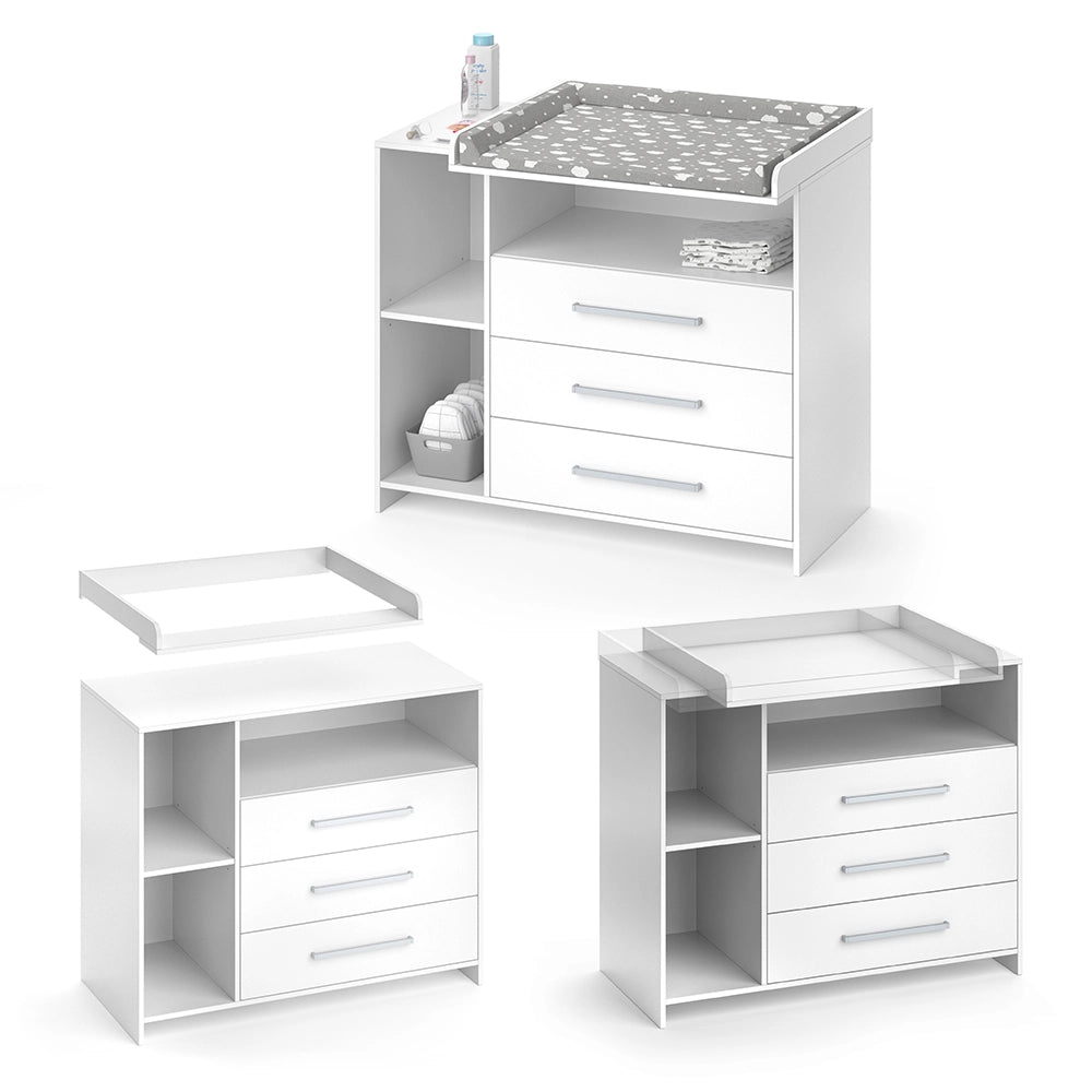 Vicco Fasciatoio Bianco 53 x 100 cm con 3 ampi cassetti