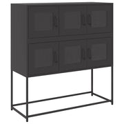 Credenza | Madia | Buffet da pranzo | Armadio da pranzo Nera 100,5x39x107 cm in Acciaio Laminato a Freddo