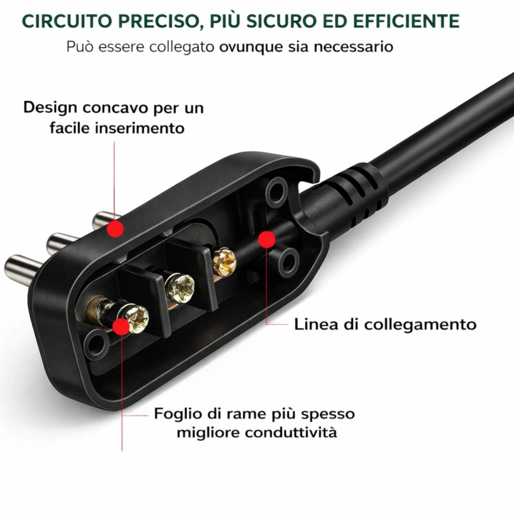 4 Spine Elettriche Salvaspazio Ultrapiatte 90° 2P+T 16A 250V Italiane Spina 16A