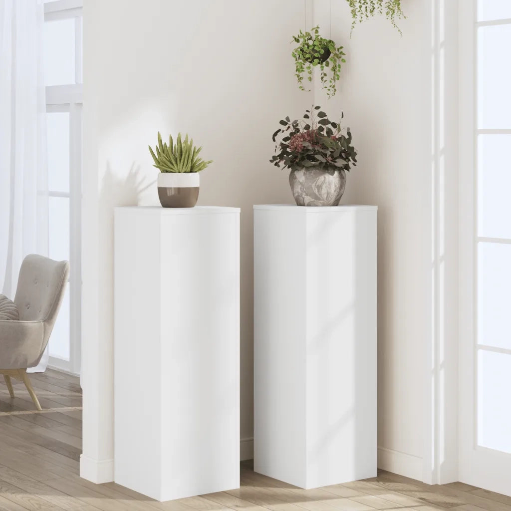 vidaXL Supporti per Piante 2 pz Bianchi 33x33x100 cm Legno Multistrato