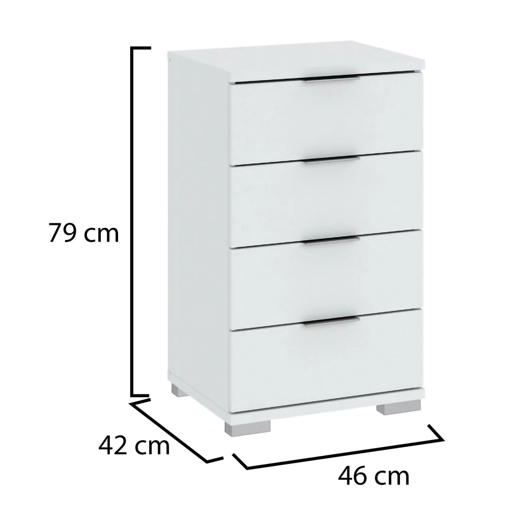 Laka, Cassettiera 4 Cassetti, 46x42x79h cm Bianco