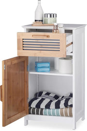 Cassettone da bagno sottile con cassetto e ripiano 70 x 40 x 285 cm - bianco