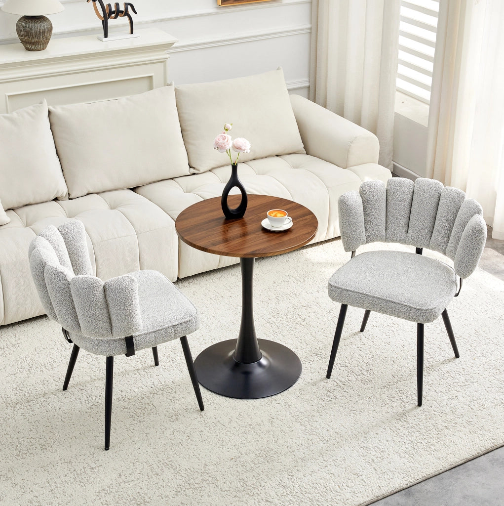 Set tavolo e sedie rotondo 60 cm in MDF effetto legno, 2 posti, nero e grigio