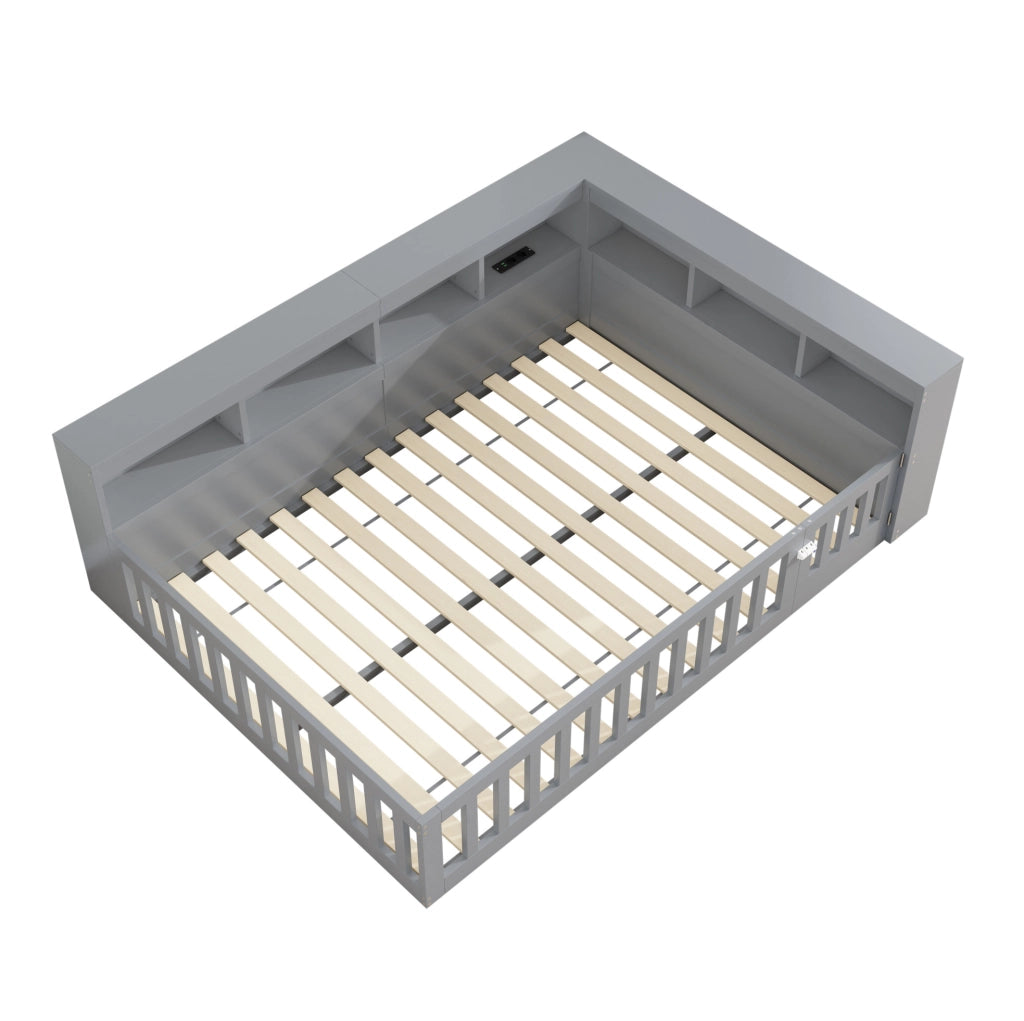 Daybed 140x190 cm con presa e USB; vano contenitore; in truciolato e MDF grigio