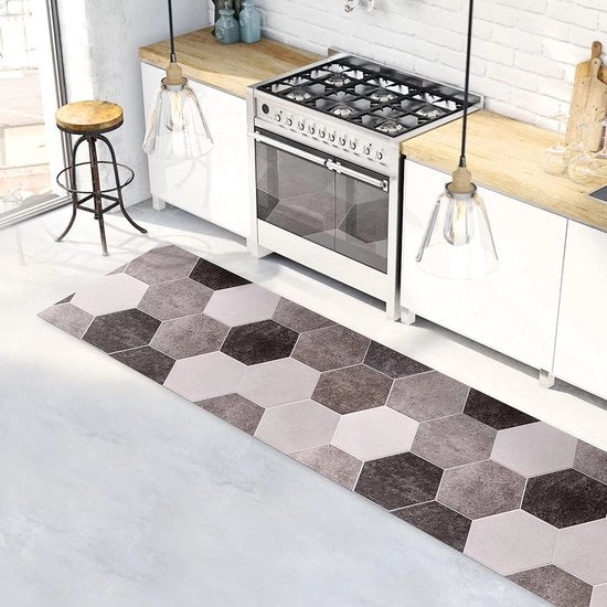 Antislip Piatto da Cucina 180 x 50 cm - Vinile Grigio - Lavabile e Ipoadregeggeno - Ideale per Cucina e Bagno