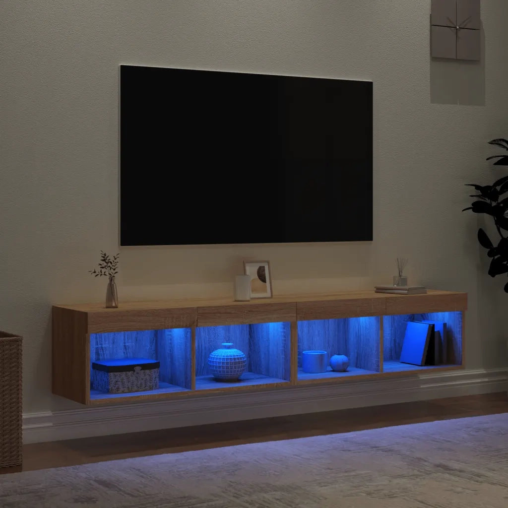 Mobili TV con Luci LED 2pz Rovere Sonoma 80x30x30 cm 837146