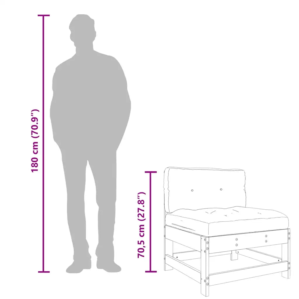Divano componibile-Divani Centrali con Cuscini 2 pz Legno Massello di Pino Grigio 759128