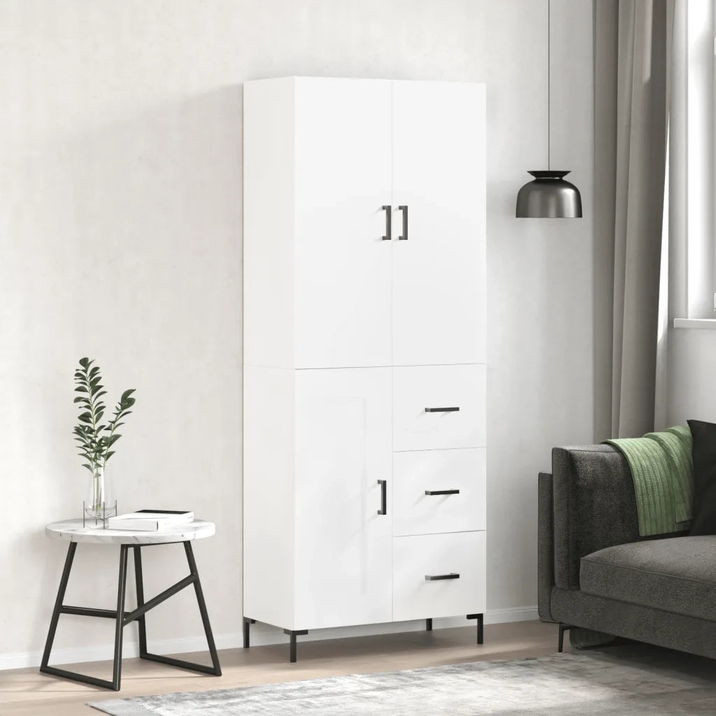 vidaXL Credenza Bianca 69,5x34x180 cm in Legno Multistrato