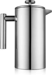 French Press 15L doppio strato in acciaio inossidabile - accessori di filtraggio aggiuntivi - argento