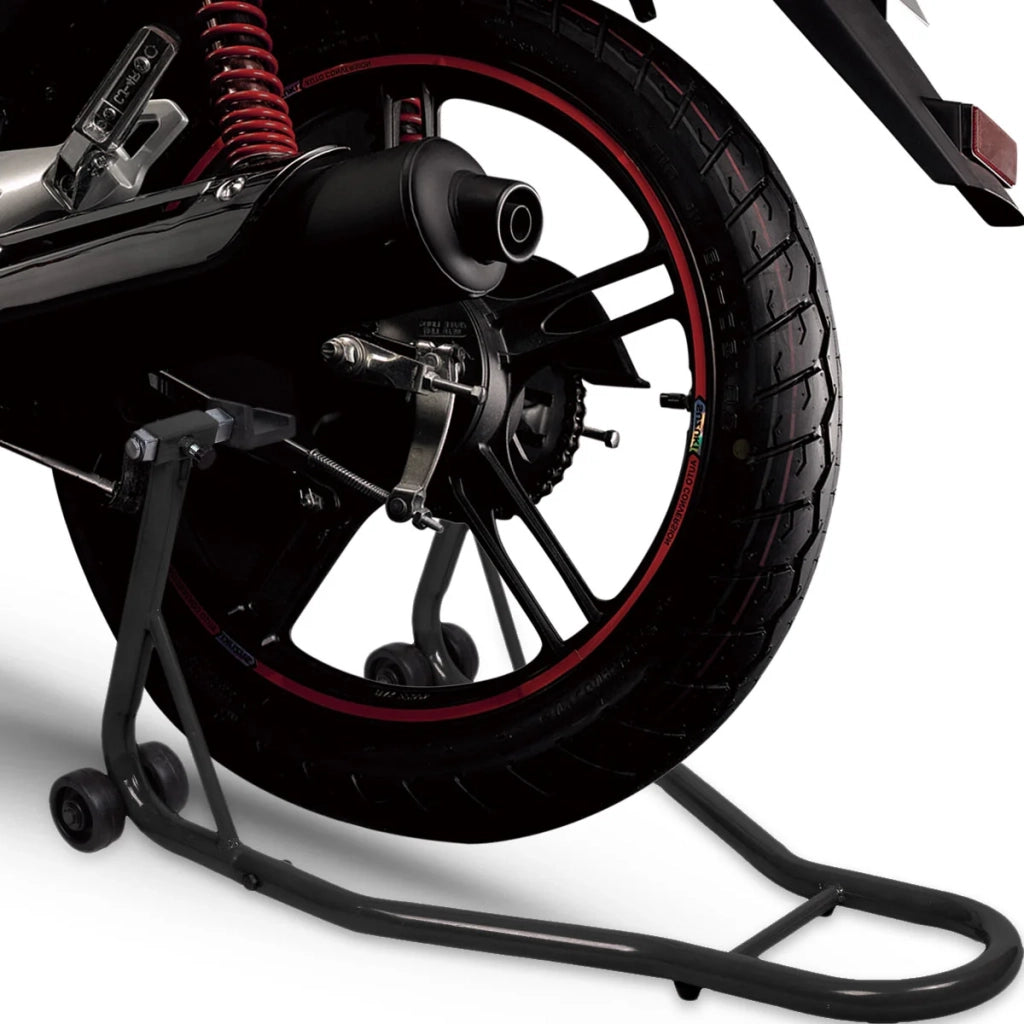Supporto per officina moto con ruote 80 x 50 x 40 cm portatile con braccio regolabile design in acciaio nero 20_0013687