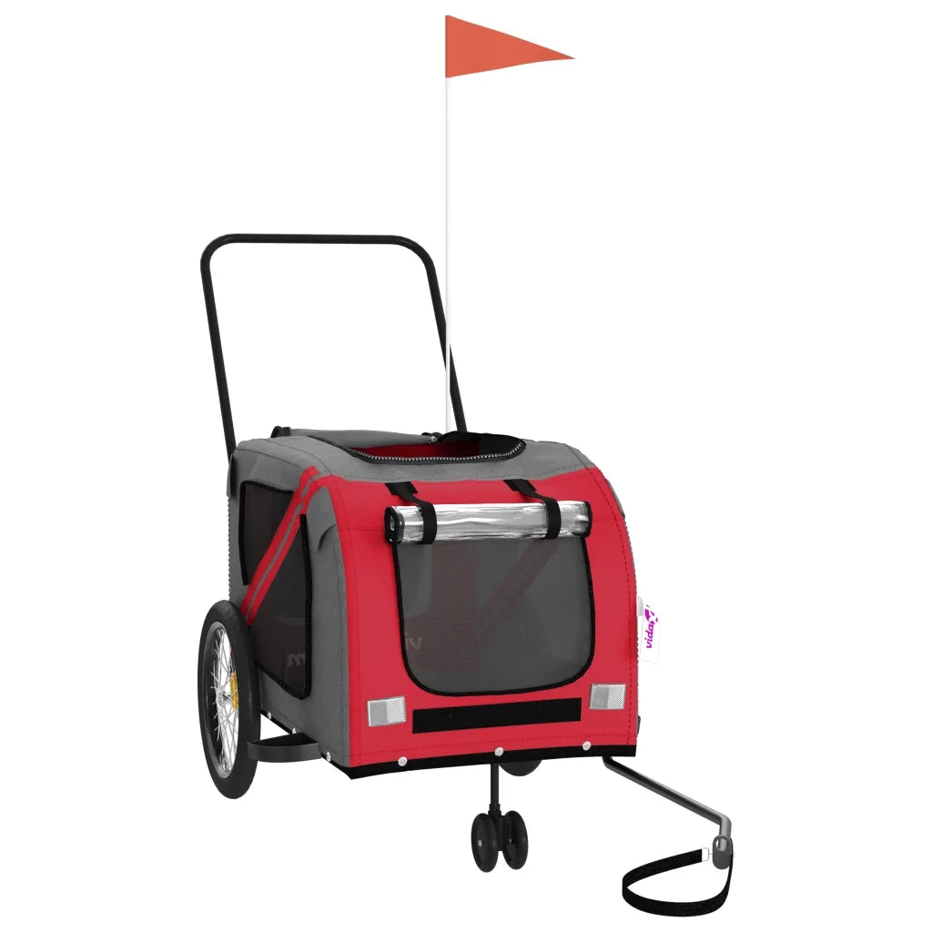 Rimorchio da Bici per Animali Rosso e Grigio Oxford e Ferro CFW2633625