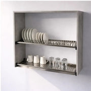 Pensile Scolapiatti H 72X L 90X P 33 Completo Di Scolapiatti In Acciaio Inox. Spedizione In Kit In Colore Cemento