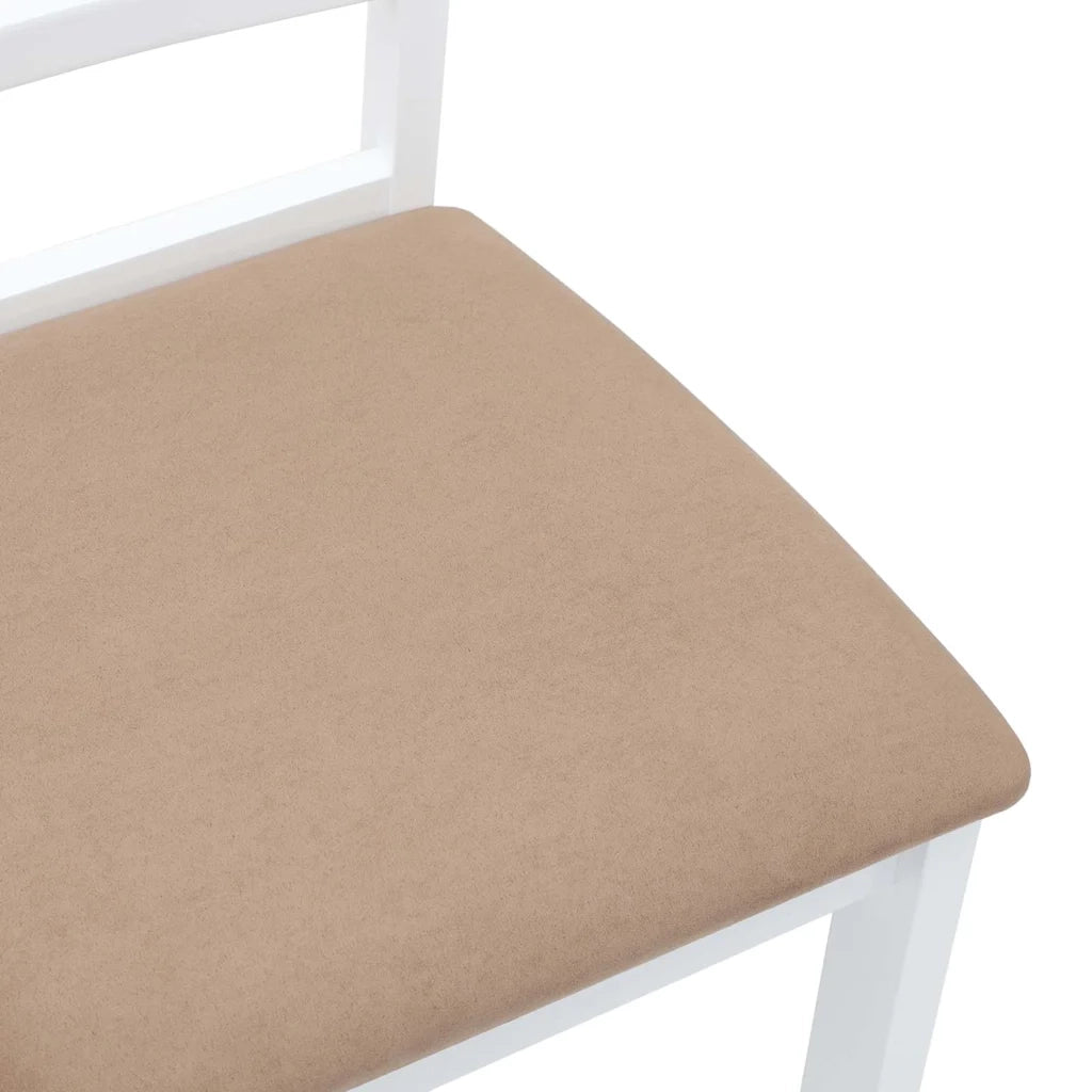 Sedie da Pranzo con Cuscini 2 pz Bianco Legno Massello di Hevea