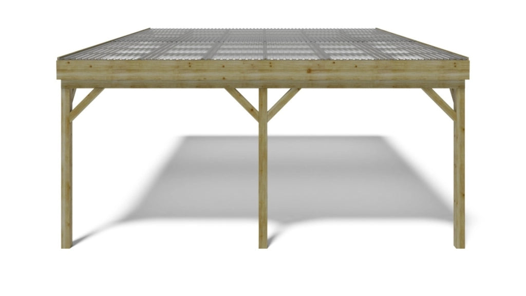 Tettoia posto auto coperto in legno 5.8x5.06 m - 29 m2 - copertura PVC   - CAR23PVCTR - ALTANKA