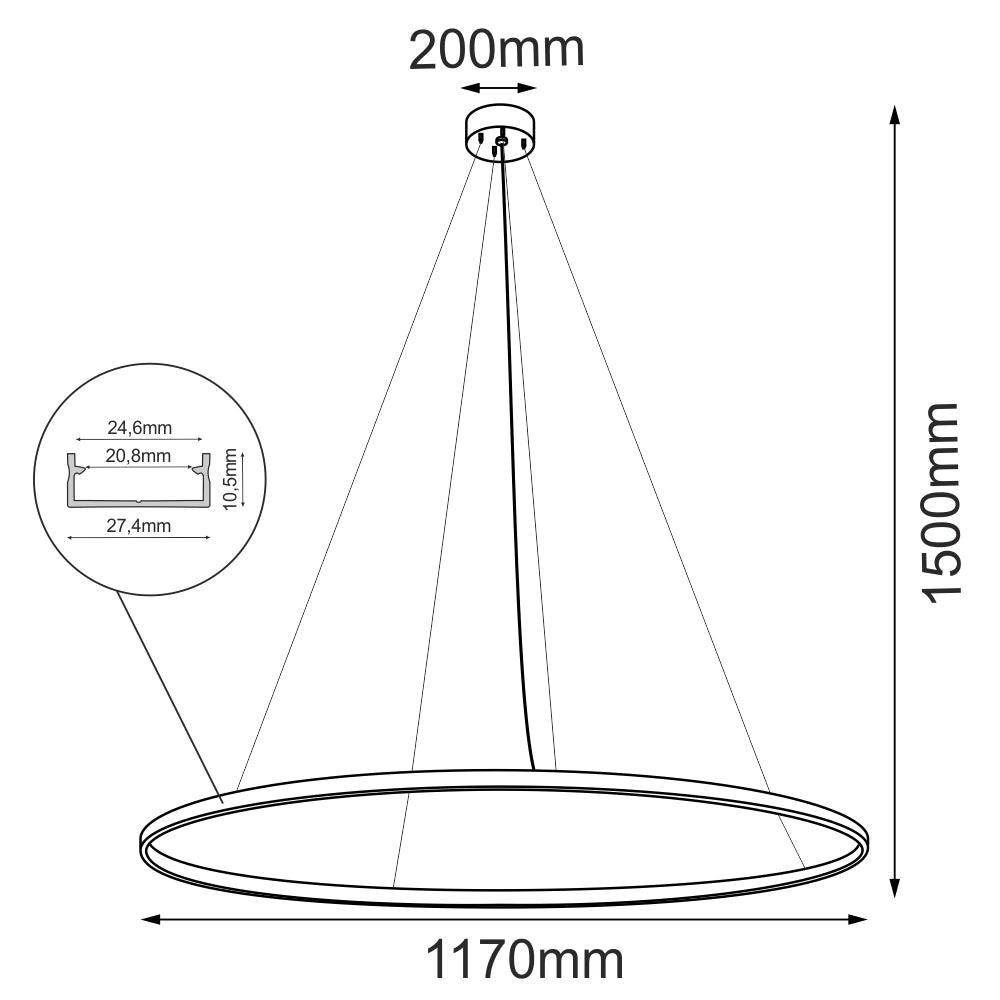 Lampadario LED sospeso oro anello Ø117 3000K/73W Shilo