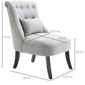 Poltrona relax 52，5x69x77 cm in lino grigio con cuscino lombare