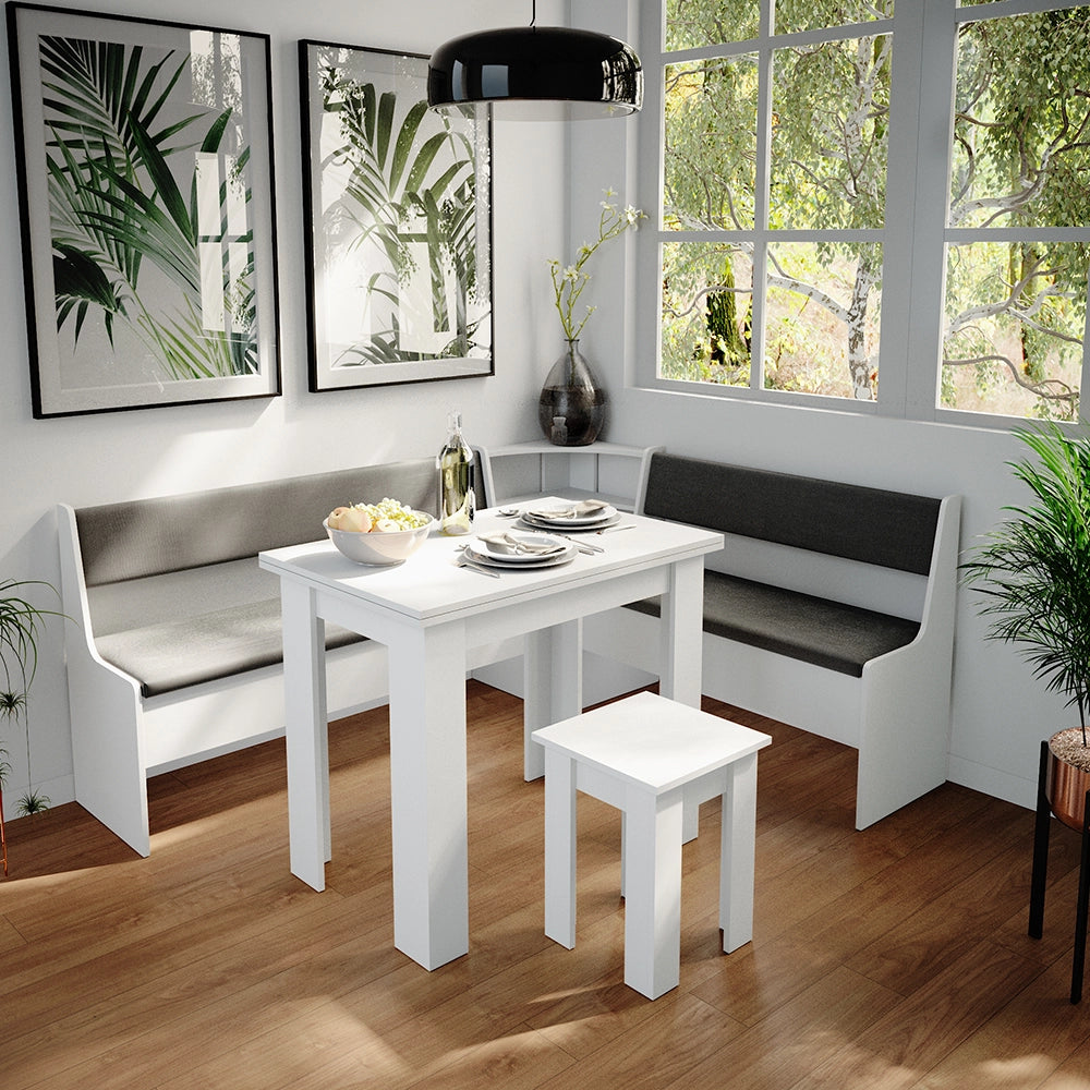 Vicco Gruppo panca ad angolo Bianco 180 x 41.5 cm con tavolo