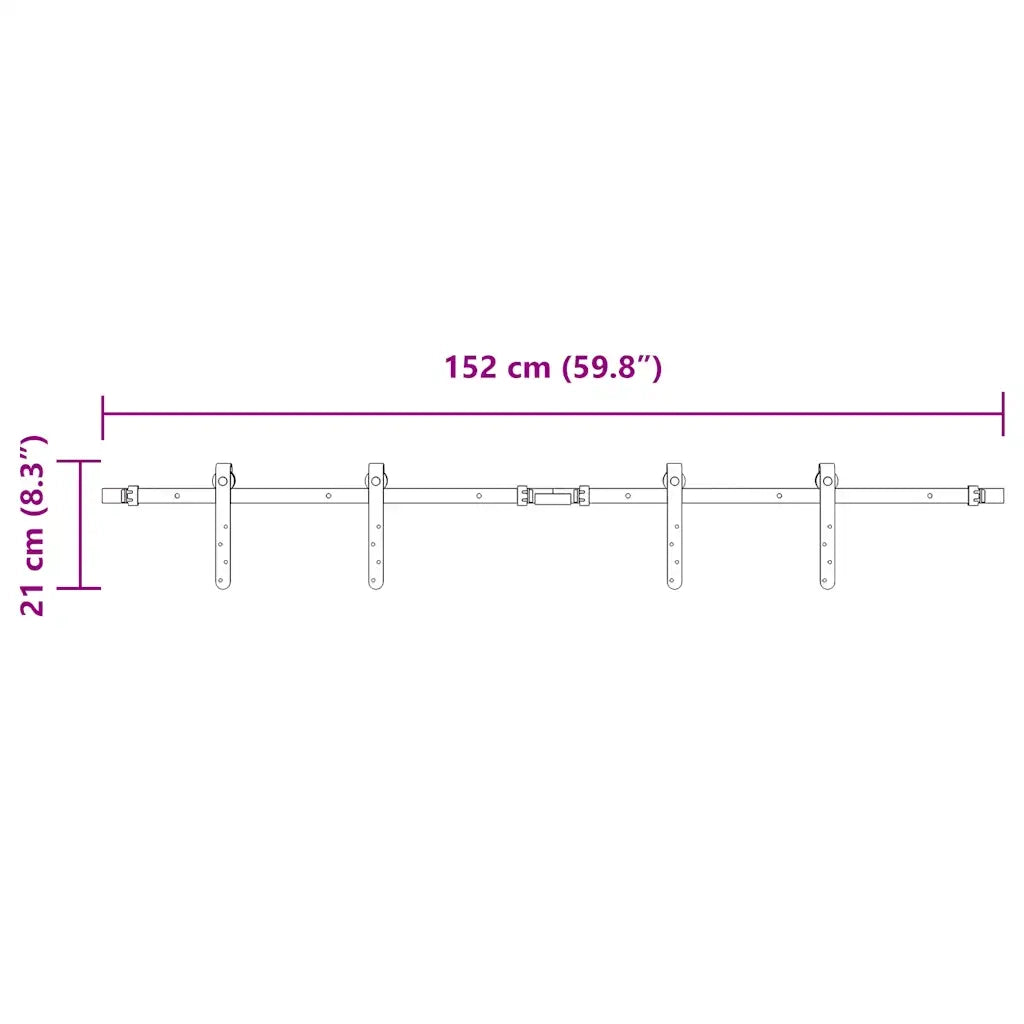 vidaXL Kit Anta Scorrevole per Armadio 152 cm in Acciaio al Carbonio
