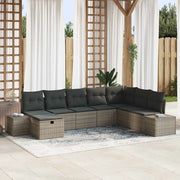 Set Divano da Giardino con cuscino 8 pcs Grigio Poly Rattan