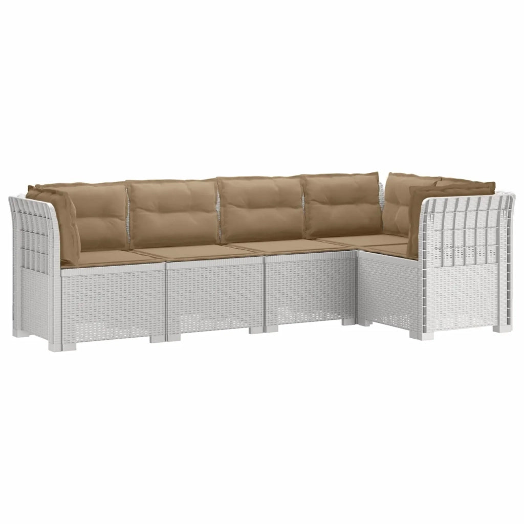 Divano da Giardino 5 Posti con Cuscini Stile Rattan PP Bianco 3444060