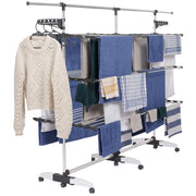 IDMarket - Stendibiancheria 50 mt grigio/bianco a 4 livelli XXL + barra telescopica SUPRA