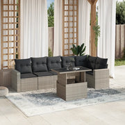 vidaXL Set Divani da Giardino 7pz con Cuscini Grigio Chiaro Polyrattan