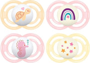 Fopspeen per bimbo 16+ M rosa - 4-pack con scatola di trasporto e sterilizzazione