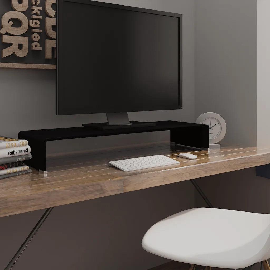 Mobile/Rialzo Porta TV in Vetro-Supporto per TV Nero 90x30x13 cm