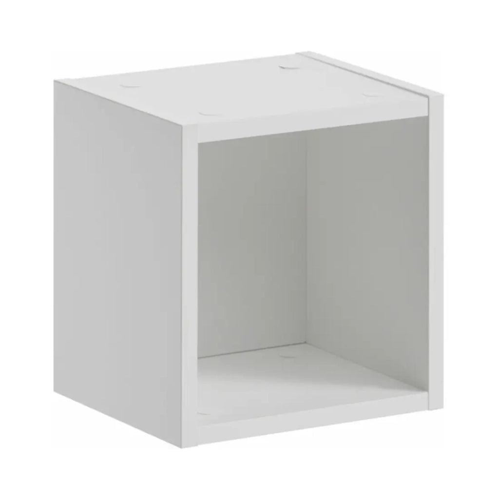 Set da bagno VANO effetto quercia e bianco 110cm: mobili sotto lavabo con cassetti + piano per lavabo + colonna