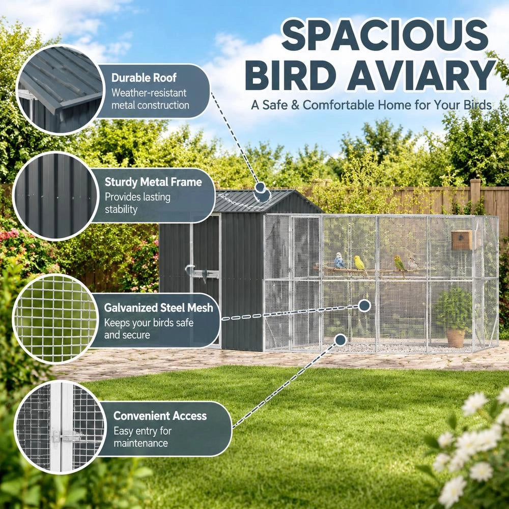 Bird Cage Anthracite 621 X 208 X 247 Cm Galvanized Steel