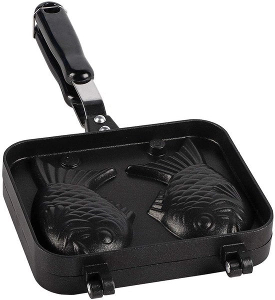 Taiyaki Wafeliera con Forma di Pesce - Acciaio Inossidabile - Muffiniera Antiaderente - Durata e Facile da Pulire - Progettazione Miniatura Portatile - Conduttività Termica Rapida