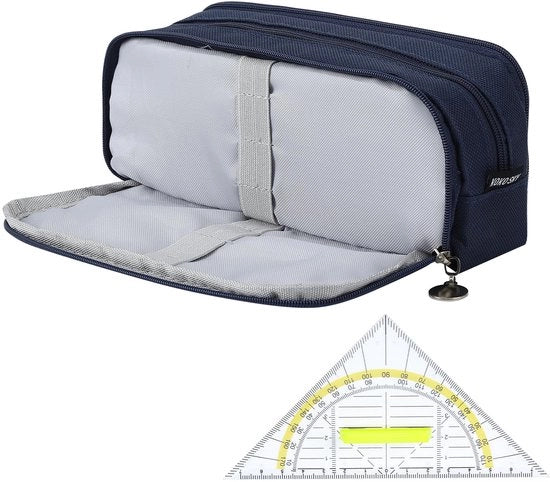 Etui per patinadrift grande 22 x 9 x 5 cm, con 3 strati, etui multifunzionale per adolescenti, con liniale a tre angoli, strumenti per la scrittura per scuola e ufficio