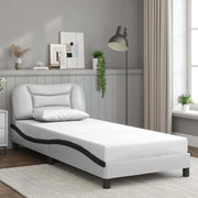 Giroletto con Testiera Bianco e Nero 90x200 cm in Similpelle