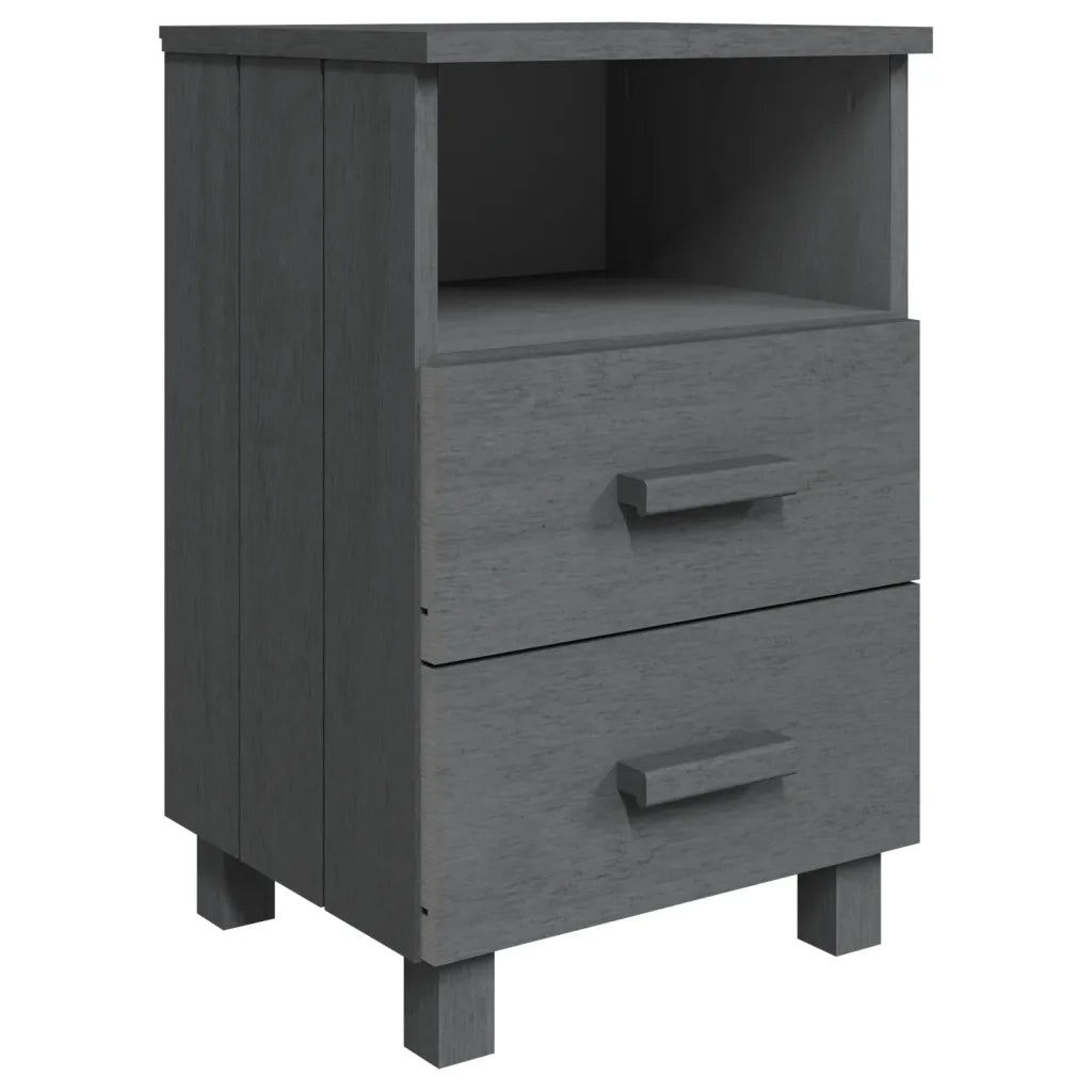 Comodino Grigio Scuro 40x35x62 cm in Legno Massello di Pino cod mxl 39771