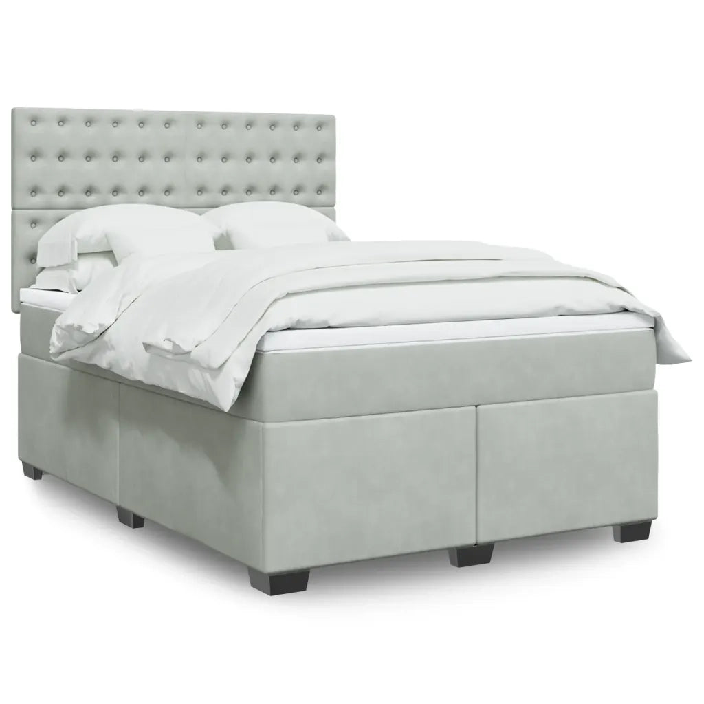 Giroletto a Molle con Materasso Grigio Chiaro 160x200cm Velluto 3290966
