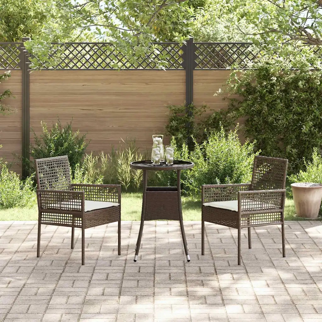Set da Pranzo per Giardino 3 pcs Marrone polyrattan 3334943