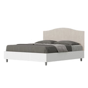 Letto Matrimoniale 160x200 cm con Rete e Contenitore Alzata Comoda Struttura Bianco Frassico e Testata in Microfibra