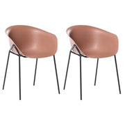 Set di 2 sedie da giardino con seduta in plastica e gambe in metallo nero e marrone resistenti alle intemperie moderne